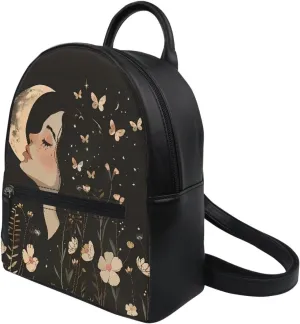 Mini Backpack Purse with Adjustable Shoulder Straps Art Girl Illustration Small Water Resistant Travel Packs Rucksacks Anti-theft Satchels Holiday Gifts for Children and Adults