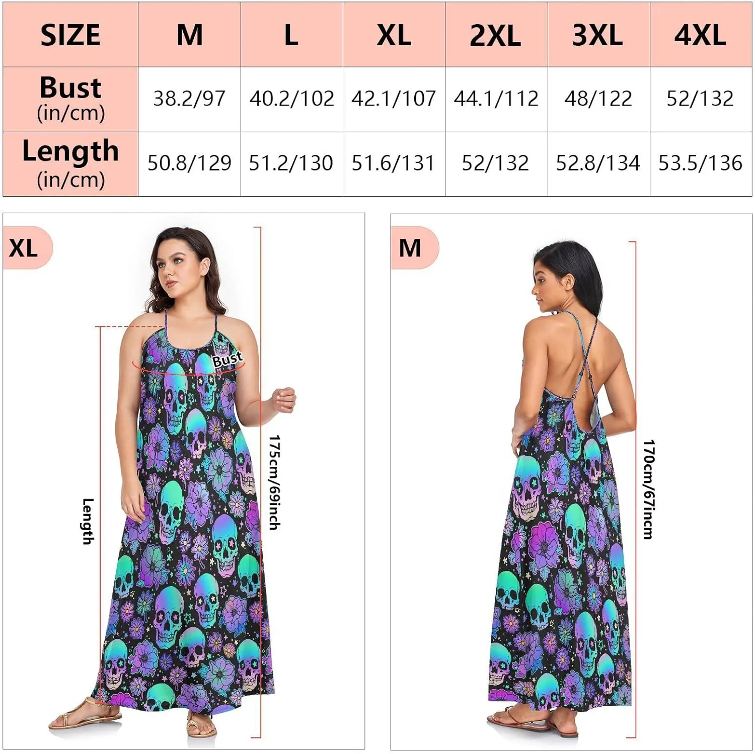 MNSRUU Women Dresses Funny Skulls Sexy Dresses Summer Beach Slip Dresses