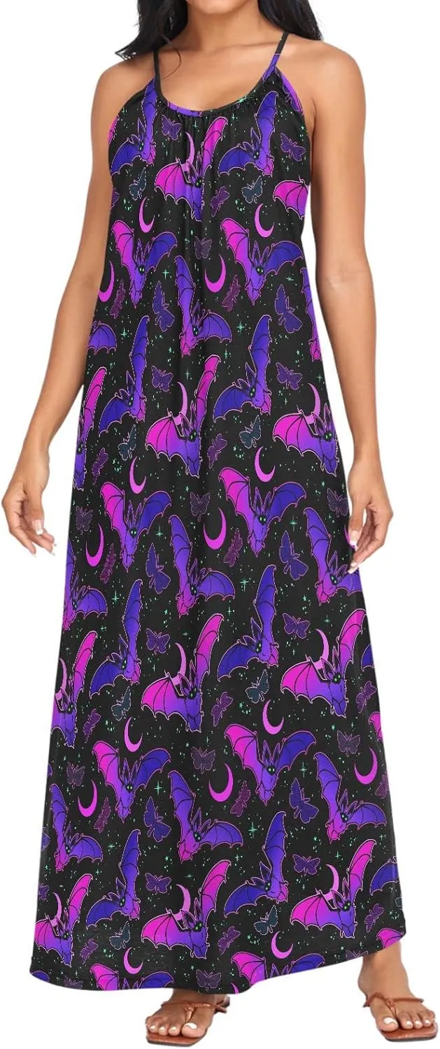 MNSRUU Women Dresses Funny Skulls Sexy Dresses Summer Beach Slip Dresses