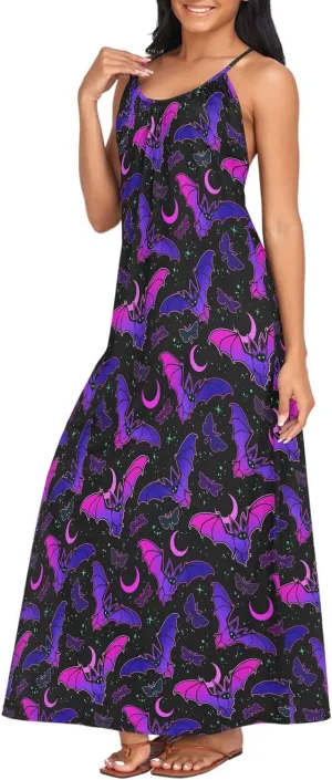 MNSRUU Women Dresses Funny Skulls Sexy Dresses Summer Beach Slip Dresses