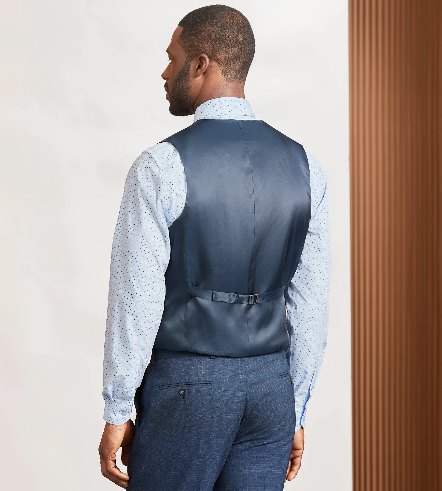 Modern Fit Blue Plaid Suit Vest