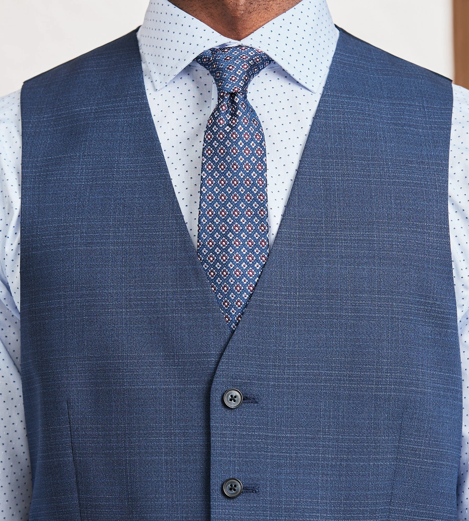 Modern Fit Blue Plaid Suit Vest