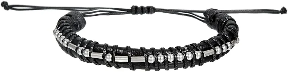 Morse Code Bracelet for Men Women - Funny Secret Message Friendship Bracelet Adjustable Mens Leather Bracelet Inspirational Gifts for Husband Bestfriend.