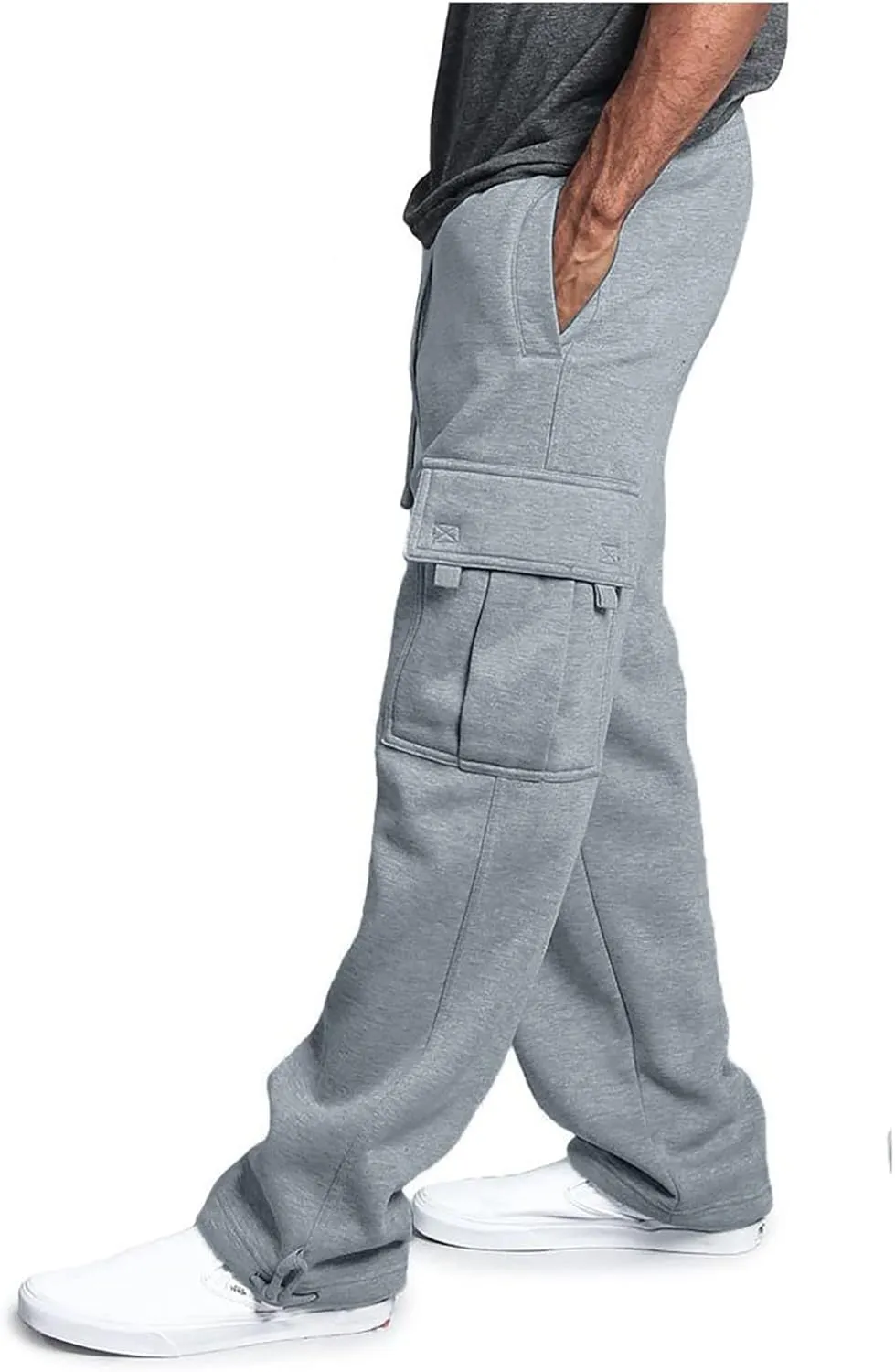 Muscularfit Cargo Pants Men 2023 Casual Drawstring Elastic Waist Multi Pockets Loose Trousers Fashion Work Utility Sweatpants
