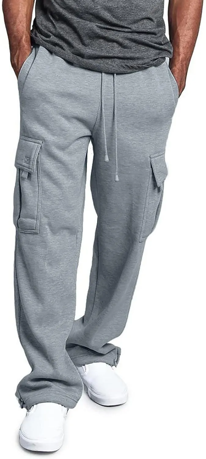 Muscularfit Cargo Pants Men 2023 Casual Drawstring Elastic Waist Multi Pockets Loose Trousers Fashion Work Utility Sweatpants