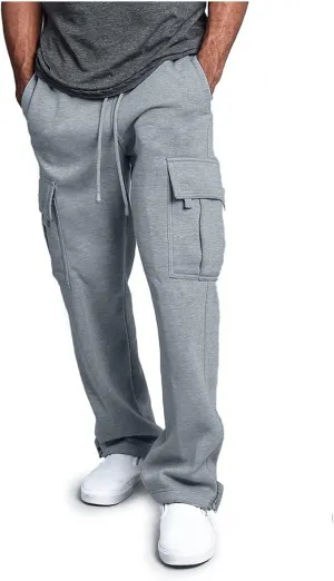 Muscularfit Cargo Pants Men 2023 Casual Drawstring Elastic Waist Multi Pockets Loose Trousers Fashion Work Utility Sweatpants