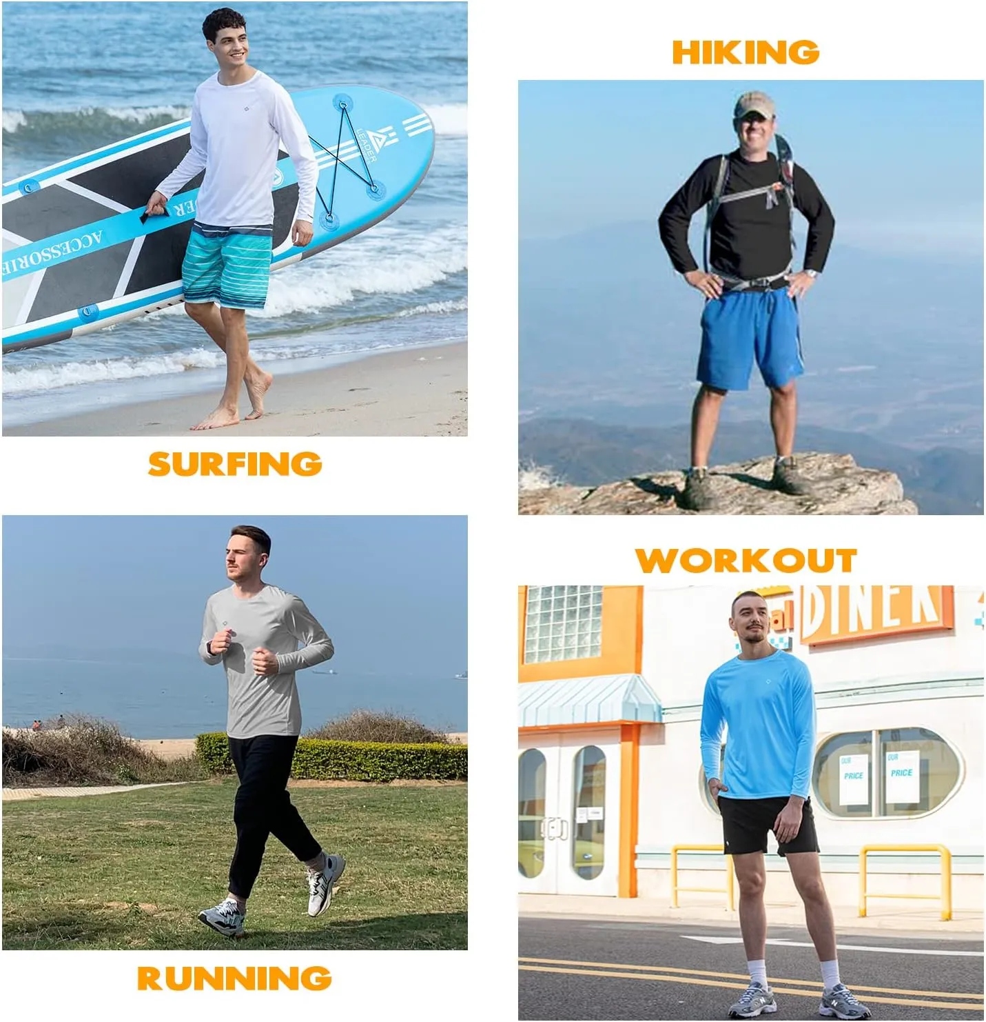 NAVISKIN Men's Rash Guard Shirts Swim Shirts UPF 50  UV Sun Protection Long Sleeve Shirts Lightweight Quick Dry