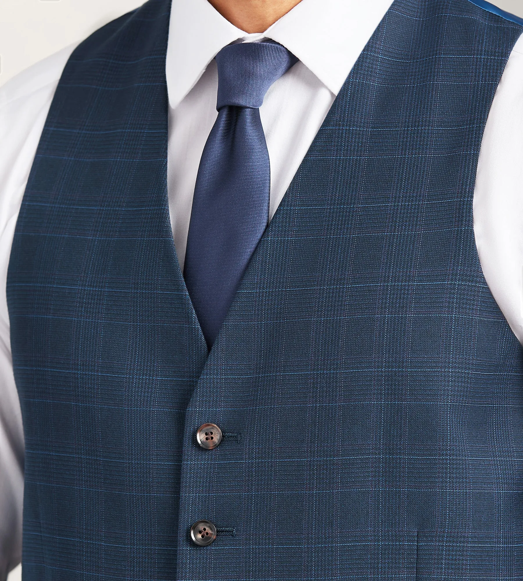 Navy Plaid Suit Vest