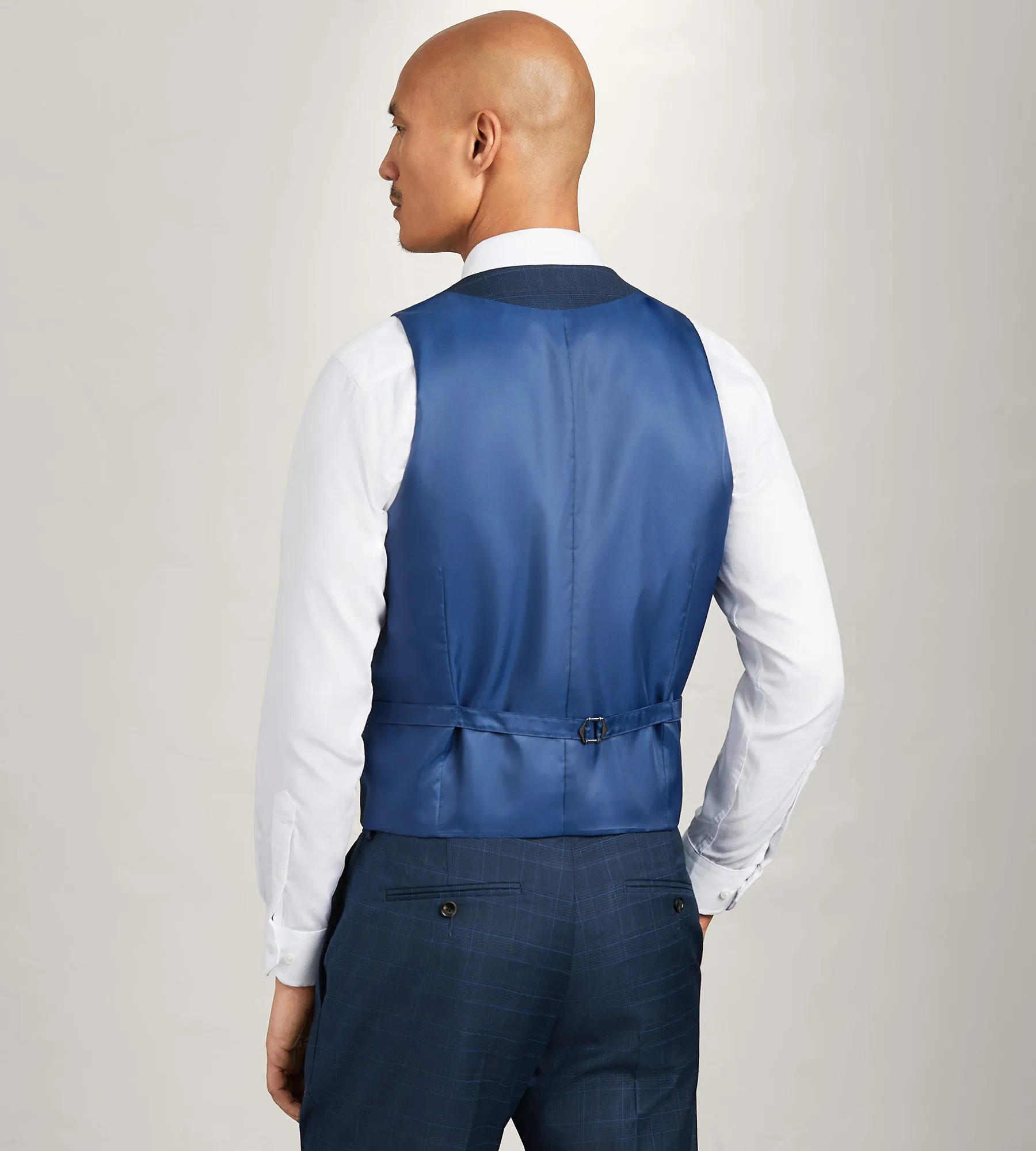 Navy Plaid Suit Vest