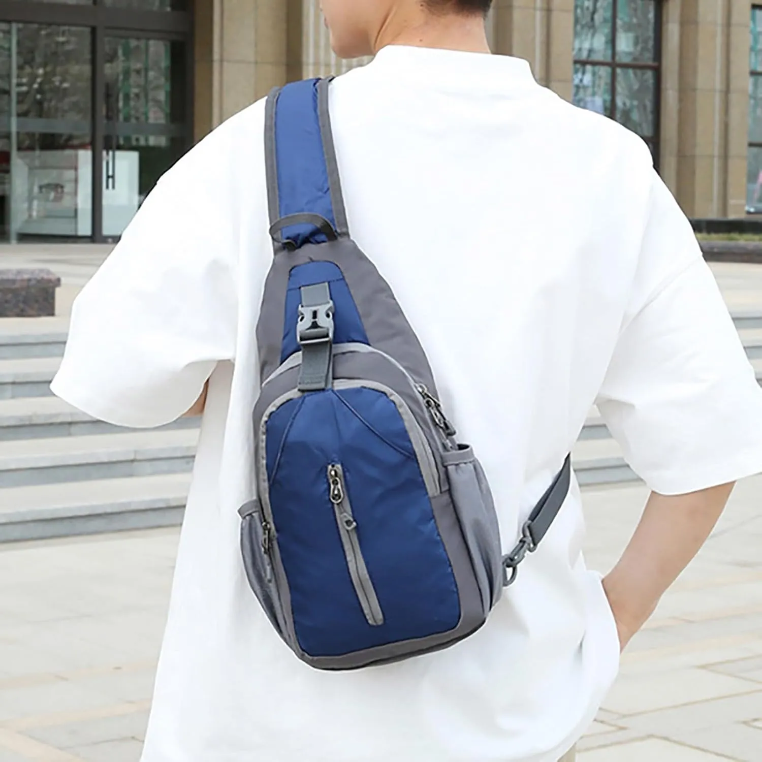 New Casual Messenger Bags Sports Male And Female Students Simple One Shoulder Splash Proof Outdoor (Dark Blue, One Size)