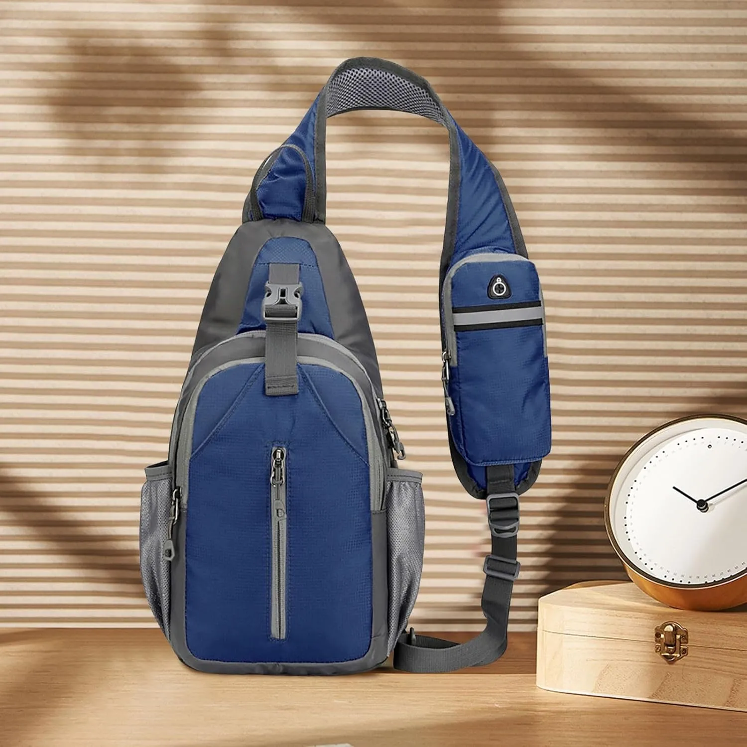New Casual Messenger Bags Sports Male And Female Students Simple One Shoulder Splash Proof Outdoor (Dark Blue, One Size)