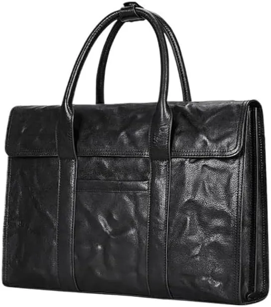 Nordic Men's Handbags, Hand-grained Men's Bags, Cowhide Large Capacity Briefcases for Office Commute
