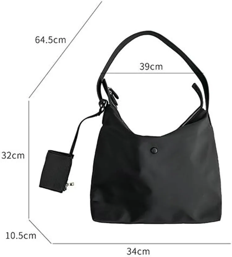 Nylon Tote Bags for Women 2Pcs Large Waterproof Crescent Shoulder Purse Underarm Hobo Bags Travel Work Tote handbag