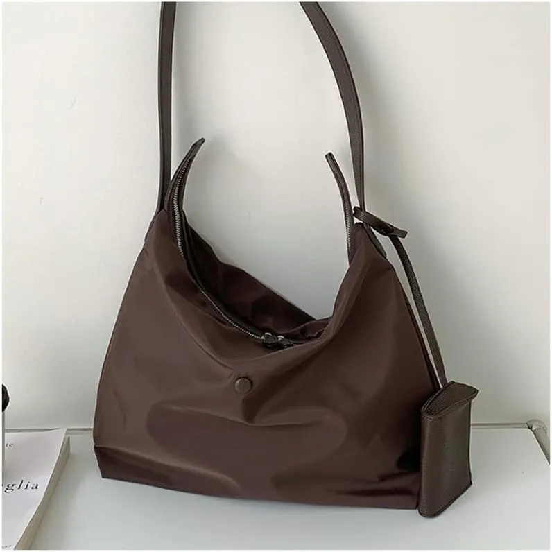 Nylon Tote Bags for Women 2Pcs Large Waterproof Crescent Shoulder Purse Underarm Hobo Bags Travel Work Tote handbag