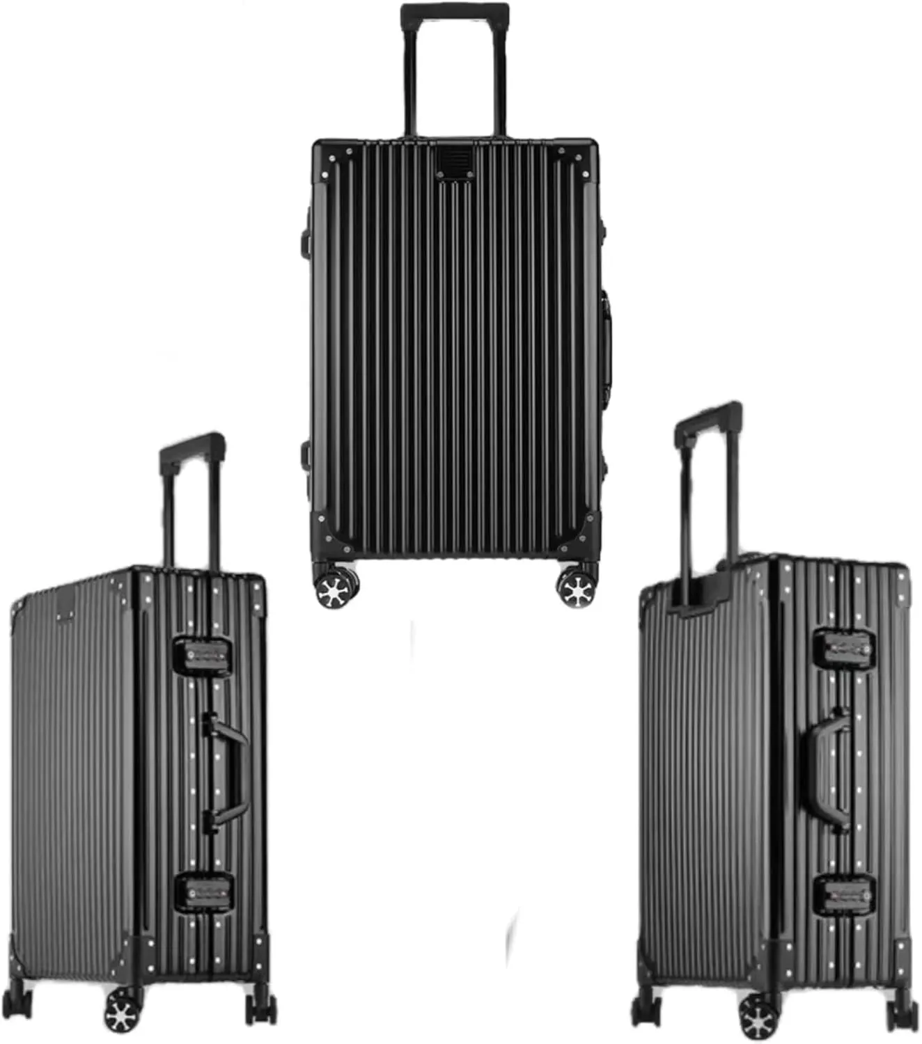 OETJE Luggage Aluminium Frame Hard Shell Suitcase with Wheels TSA Lock No Zipper Carry on trunk (black, Carry-On 29-Inch)