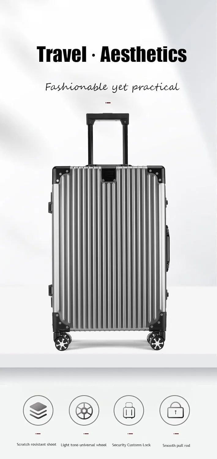 OETJE Luggage Aluminium Frame Hard Shell Suitcase with Wheels TSA Lock No Zipper Carry on trunk (green, Carry-On 20-Inch)