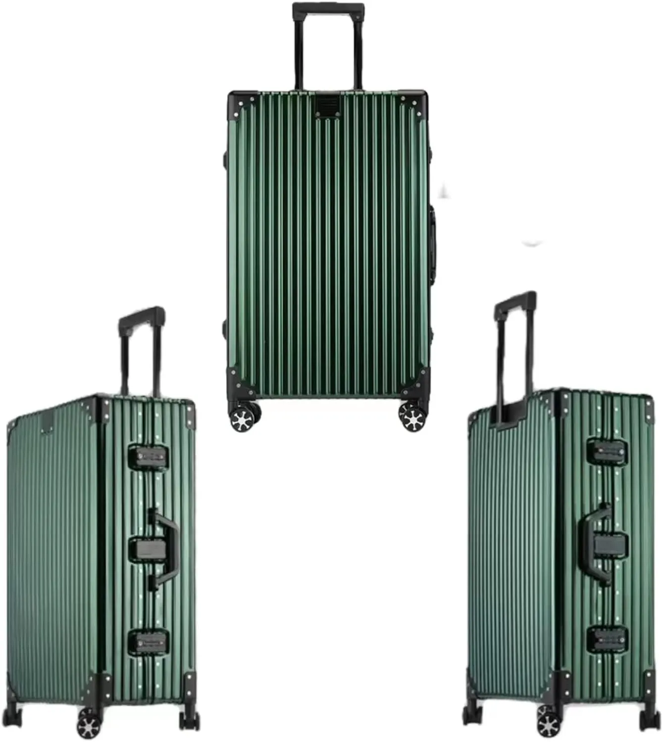OETJE Luggage Aluminium Frame Hard Shell Suitcase with Wheels TSA Lock No Zipper Carry on trunk (green, Carry-On 20-Inch)