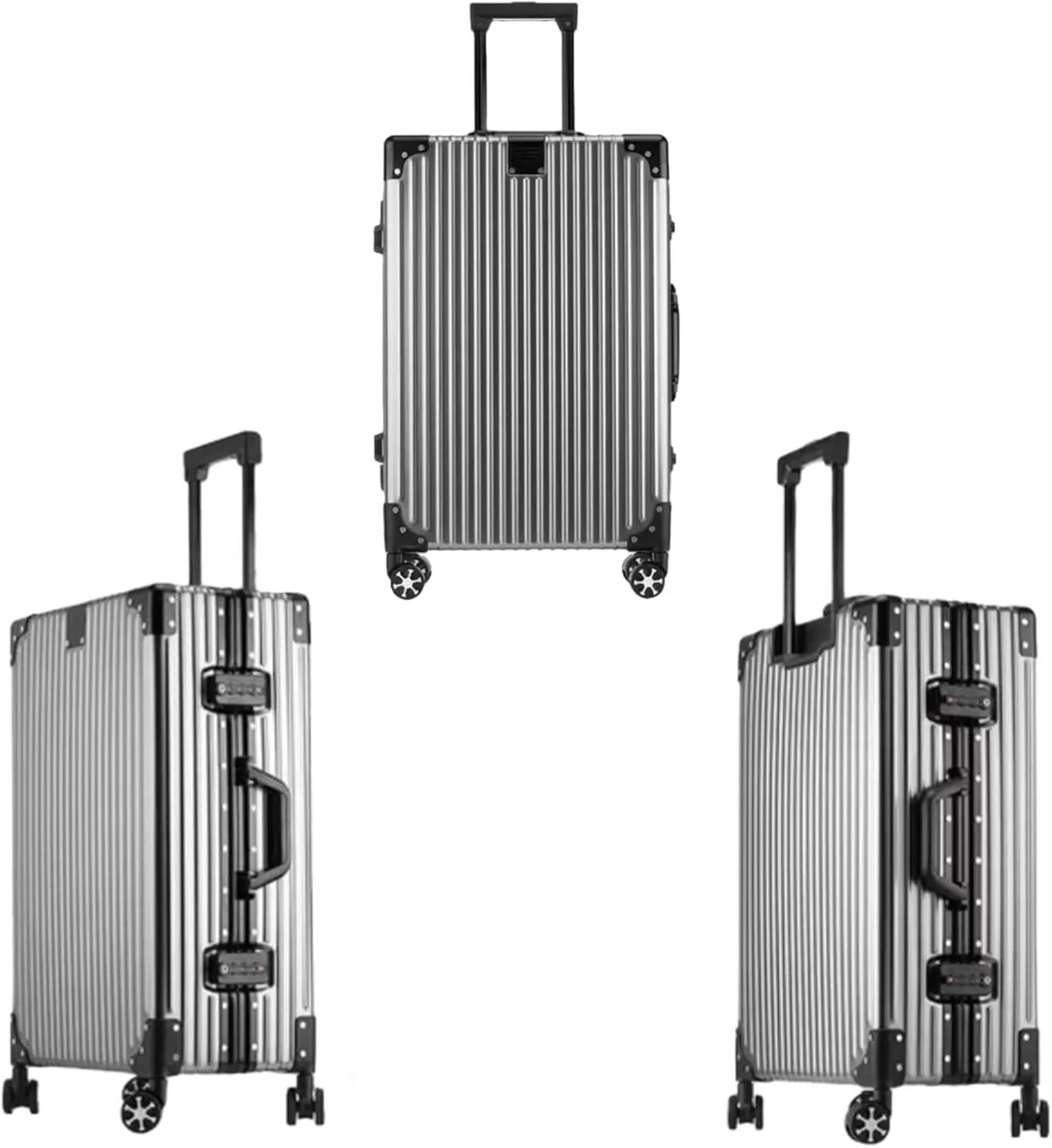 OETJE Luggage Aluminium Frame Hard Shell Suitcase with Wheels TSA Lock No Zipper Carry on trunk (grey, Carry-On 20-Inch)