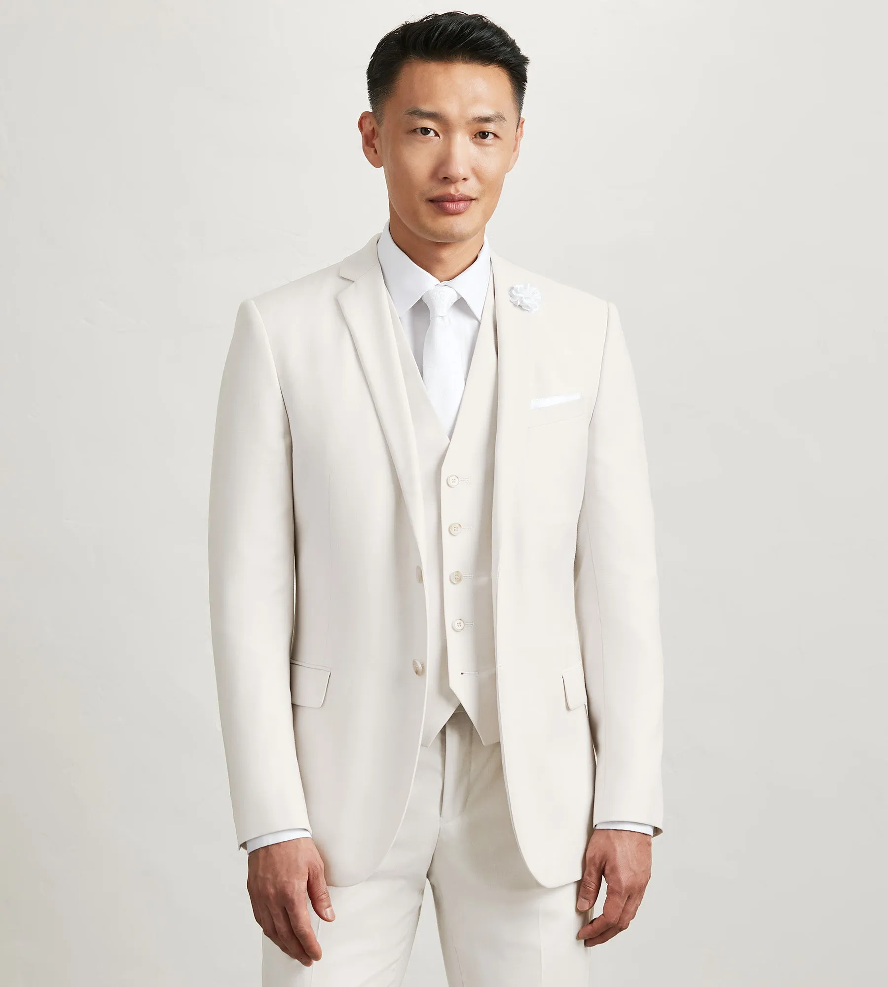 Off White Solid Suit Vest