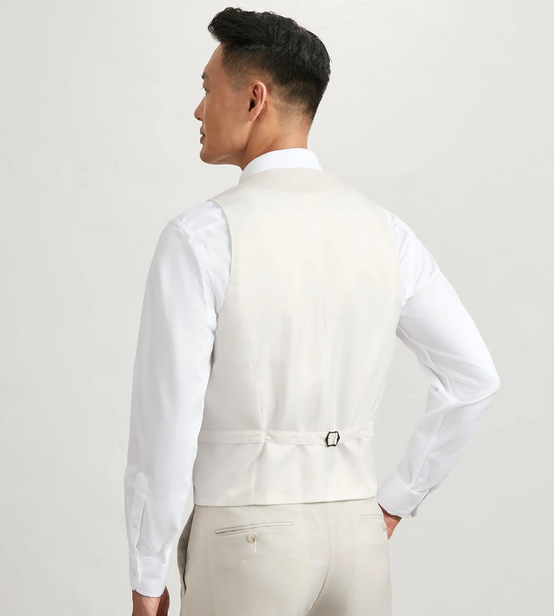 Off White Solid Suit Vest