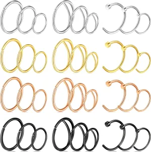 ONESING 20G Double Nose Ring Hoop for Single Piercing - 2-36 Pcs Jewelry for Women