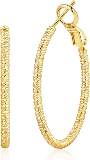 OOOPEL Gold Hoops Earrings for Women, 14k Real Gold Plated Big Earring Hoops Lightweight Earrings Hypoallergenic Large Sterling Silver Hoop Earring for Women 30MM 40MM 50MM 60MM