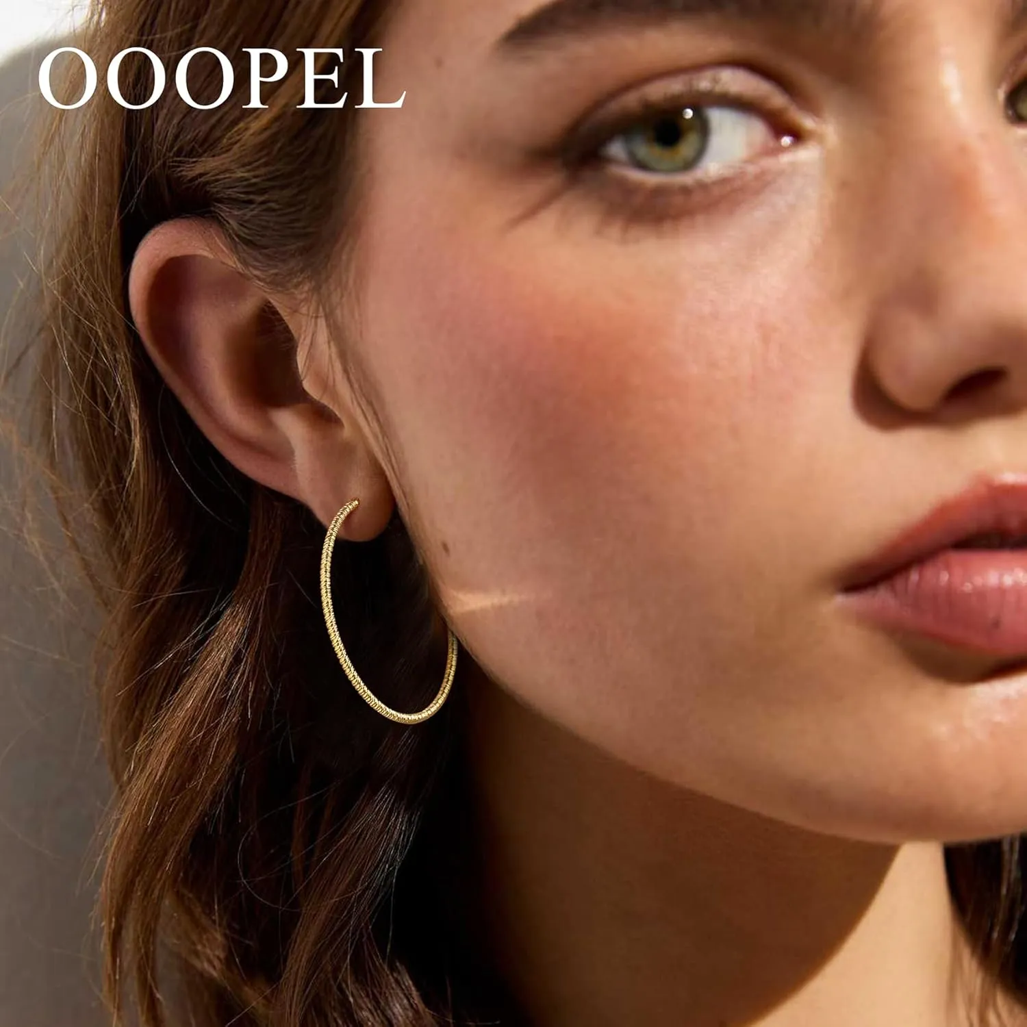 OOOPEL Gold Hoops Earrings for Women, 14k Real Gold Plated Big Earring Hoops Lightweight Earrings Hypoallergenic Large Sterling Silver Hoop Earring for Women 30MM 40MM 50MM 60MM