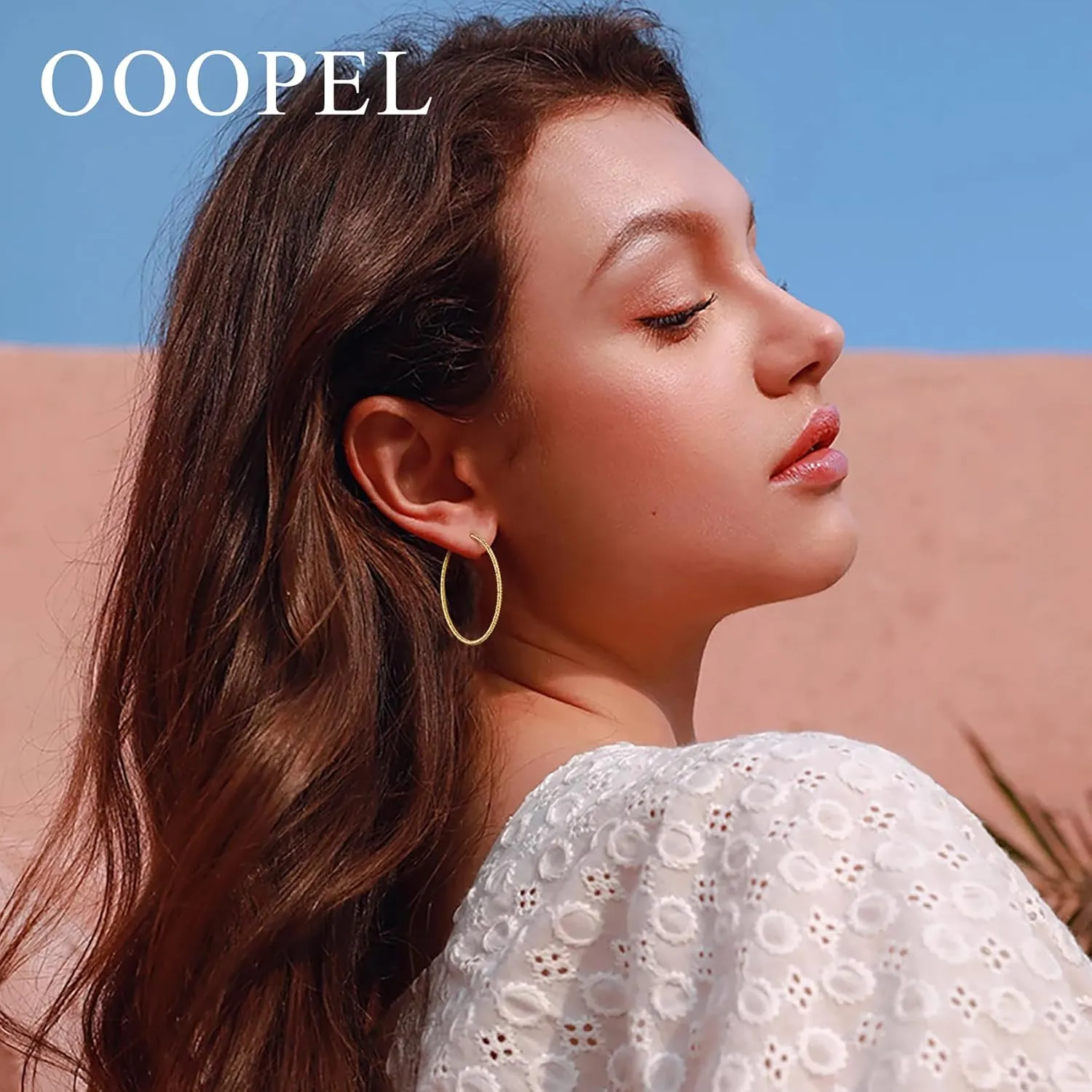 OOOPEL Gold Hoops Earrings for Women, 14k Real Gold Plated Big Earring Hoops Lightweight Earrings Hypoallergenic Large Sterling Silver Hoop Earring for Women 30MM 40MM 50MM 60MM