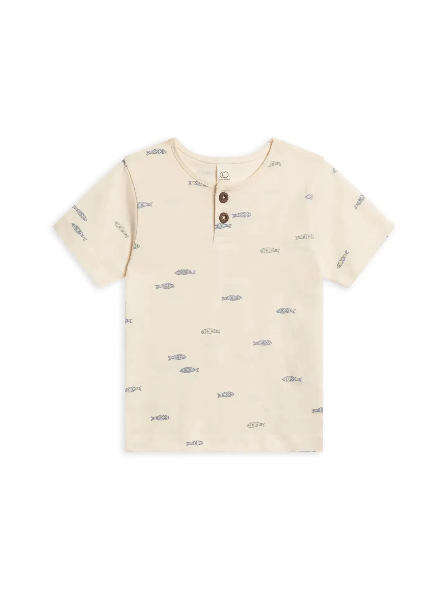 Organic Reef Short Sleeve Henley - Fish / Marino   Rain