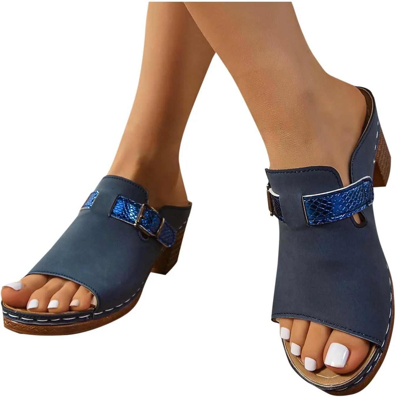 Orthopedic Heels for Women Comfy Chunky Block Sandals with Arch Support Slip on Heels Dressy Summer Pumps Shoes 2025