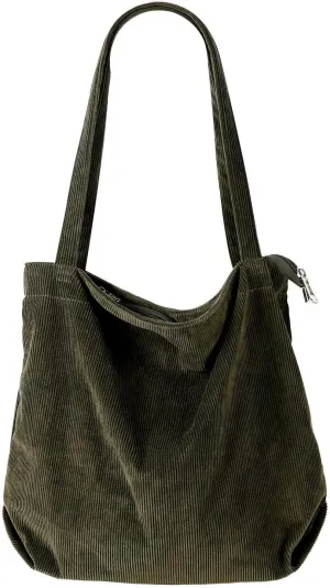 Over The Shoulder Bags for Women Large Capacity Corduroy Tote Bag Casual Slouchy Satchel Handbags Work Travel Purse