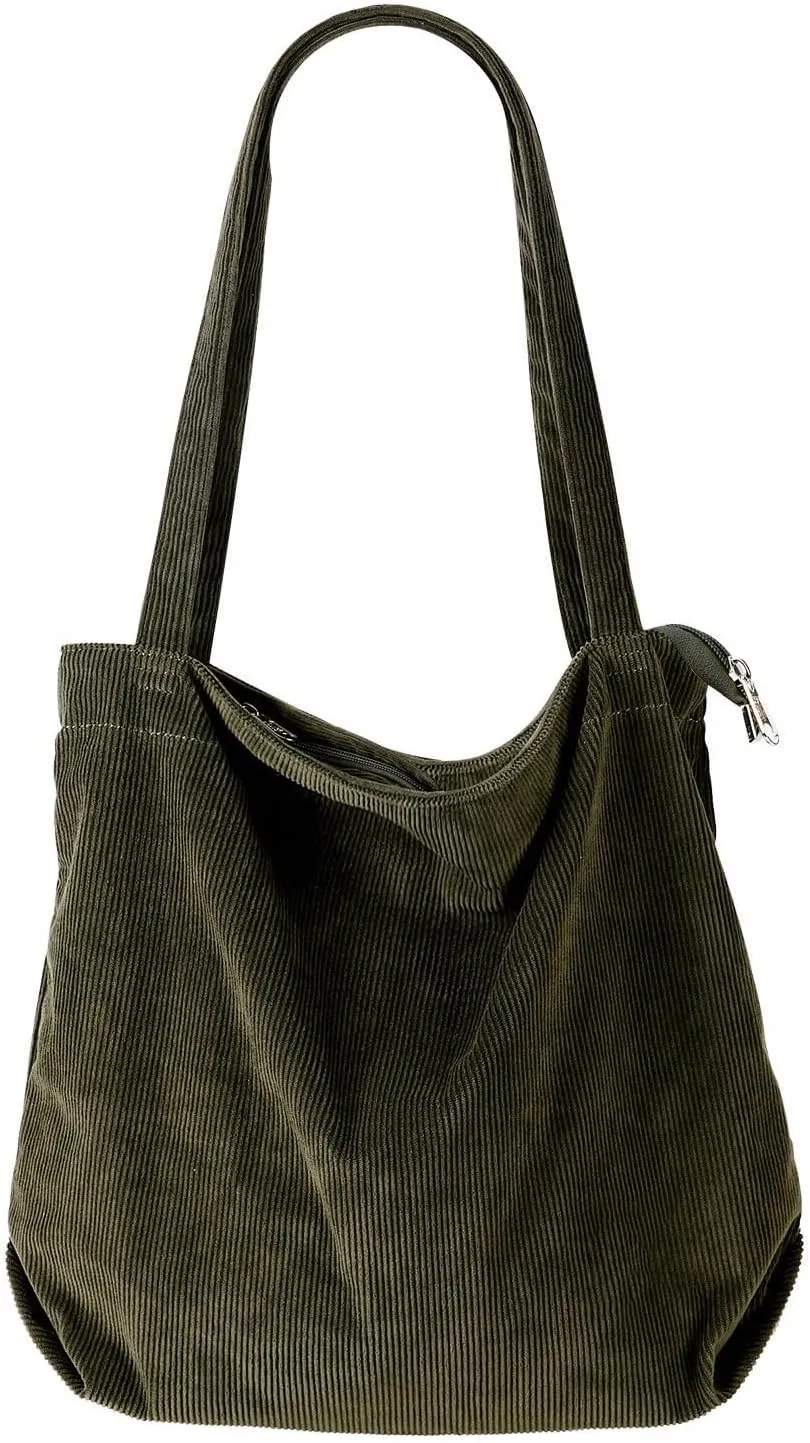 Over The Shoulder Bags for Women Large Capacity Corduroy Tote Bag Casual Slouchy Satchel Handbags Work Travel Purse