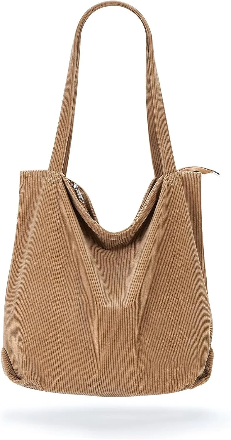 Over The Shoulder Bags for Women Large Capacity Corduroy Tote Bag Casual Slouchy Satchel Handbags Work Travel Purse