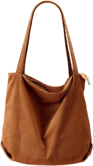 Over The Shoulder Bags for Women Large Capacity Corduroy Tote Bag Casual Slouchy Satchel Handbags Work Travel Purse