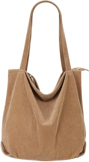 Over The Shoulder Bags for Women Large Capacity Corduroy Tote Bag Casual Slouchy Satchel Handbags Work Travel Purse