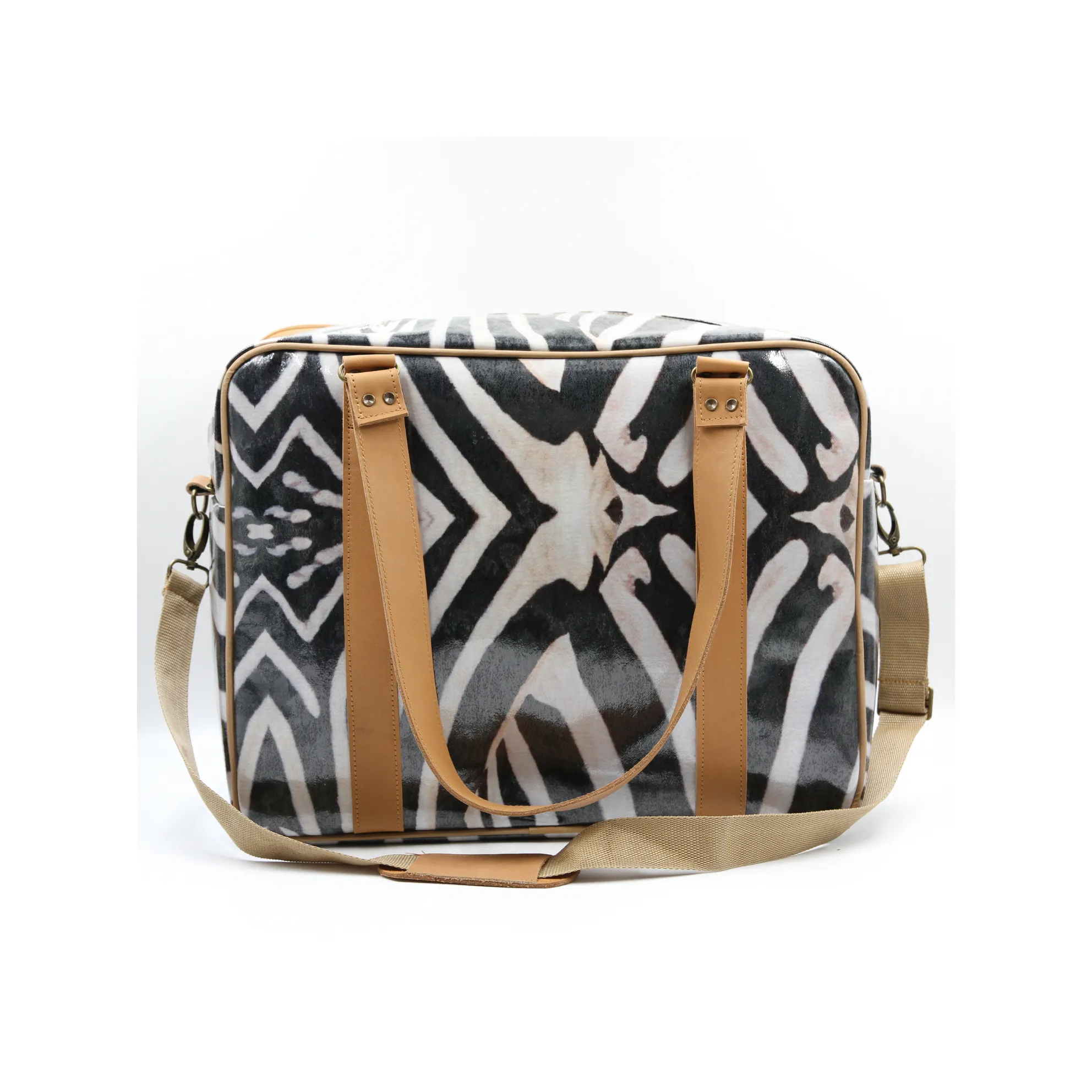 Overnight Bag with Leather Handles - Zebra