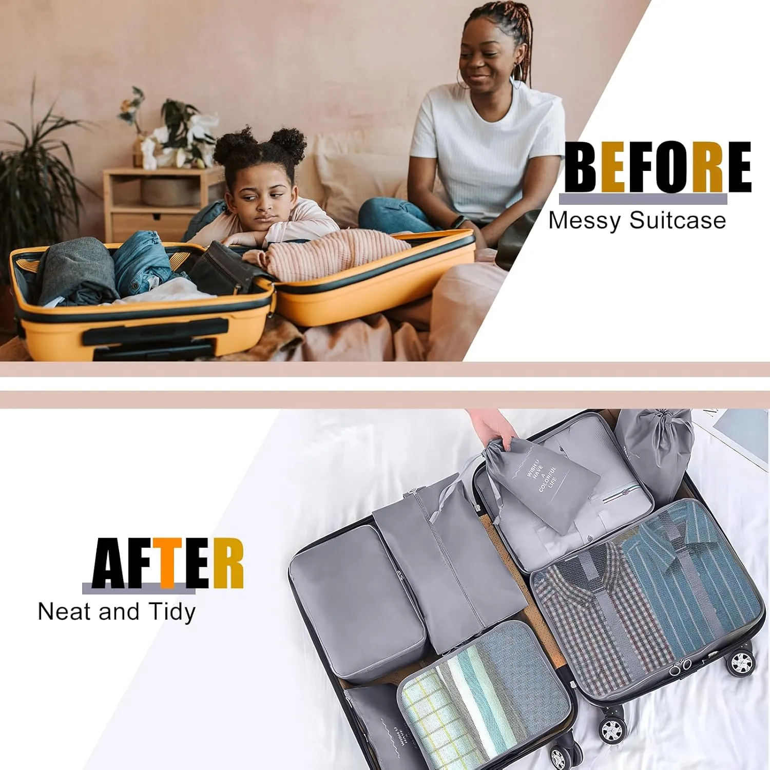 Packing Cubes for Travel - 8 Set Luggage Organizer Bags for Family, Mesh Breathable Travel Packing Cubes for Suitcases Durable Travel Essentials Bags Set