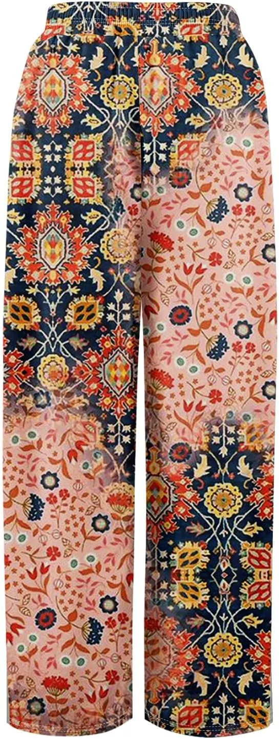 Palazzo Pants for Women Casual Summer Boho Wide Leg Pants High Waist Lounge Pant 2025 Beach Vacation Outfits