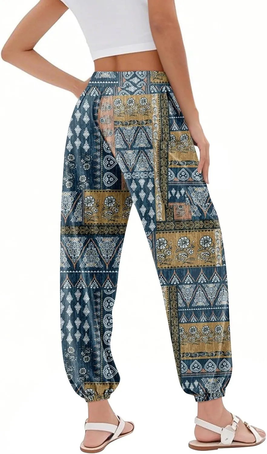 Palazzo Pants for Women Dressy Casual Drawstring Pants 2025 Capri High Waisted Plaid Summer Trendy Outfit Pocket