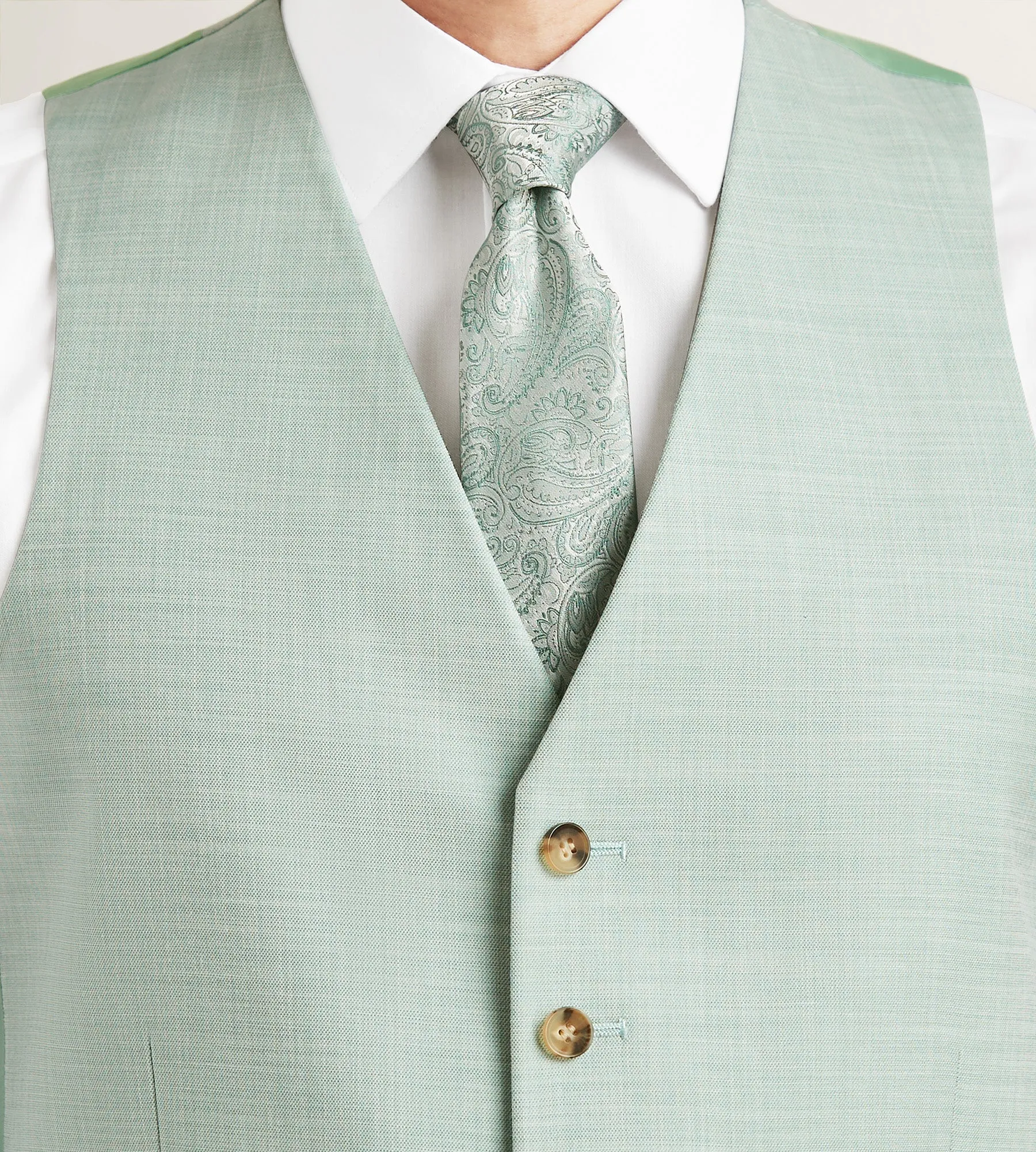 Pale Green Solid Suit Vest