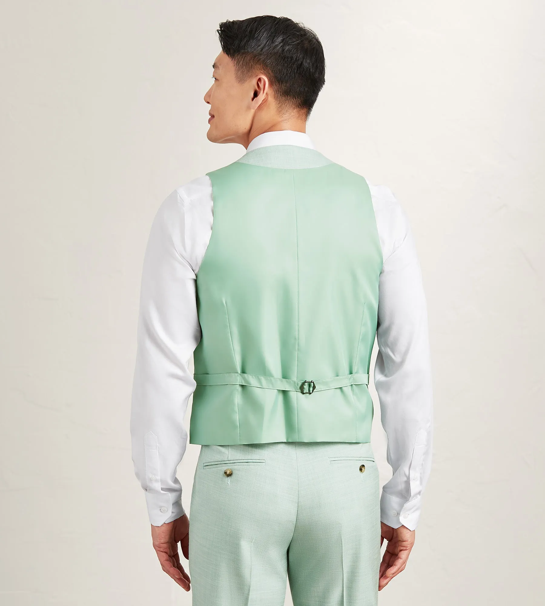 Pale Green Solid Suit Vest