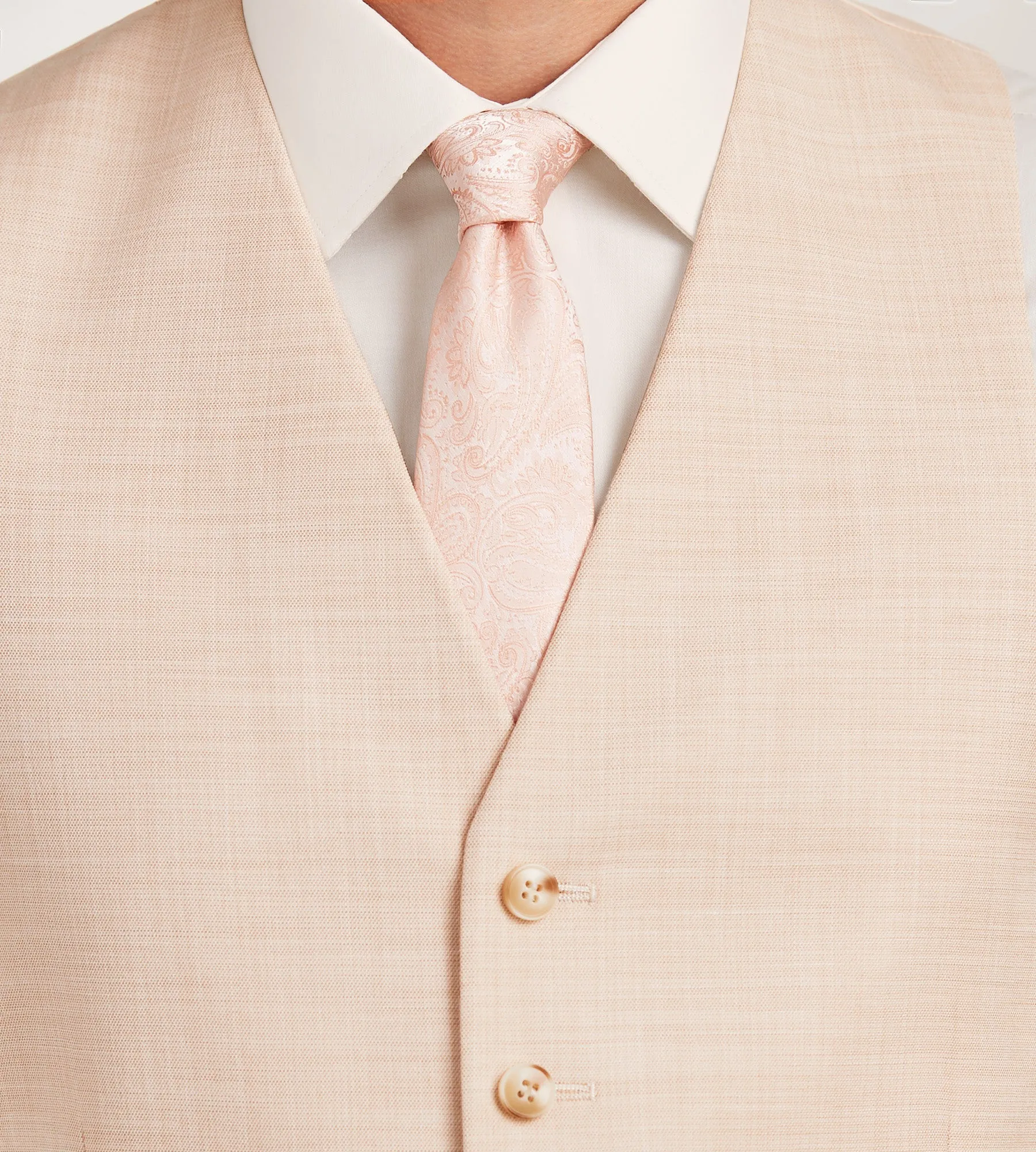 Pale Peach Solid Suit Vest