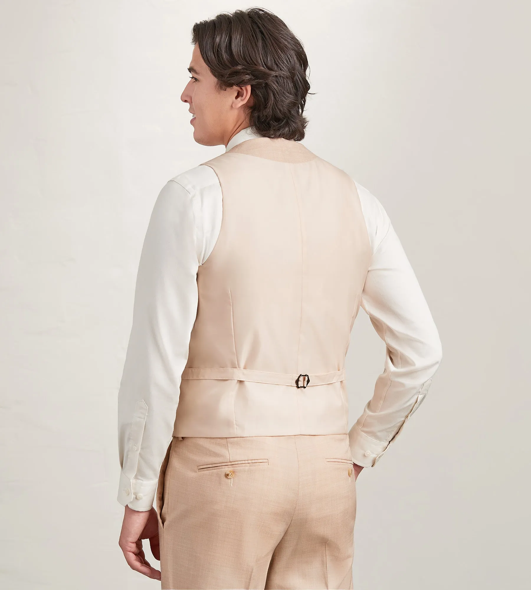 Pale Peach Solid Suit Vest