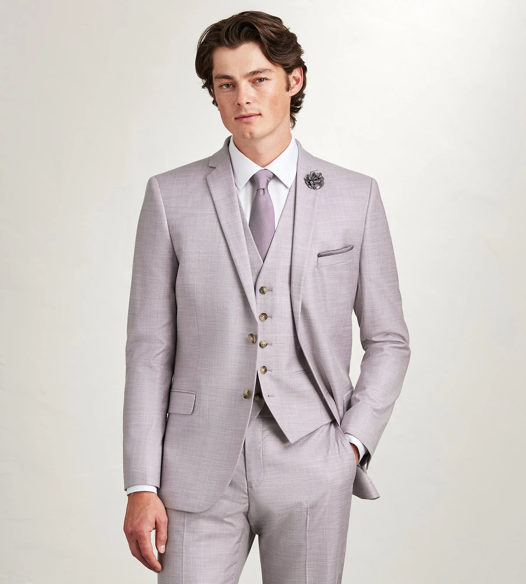 Pale Purple Solid Suit Vest