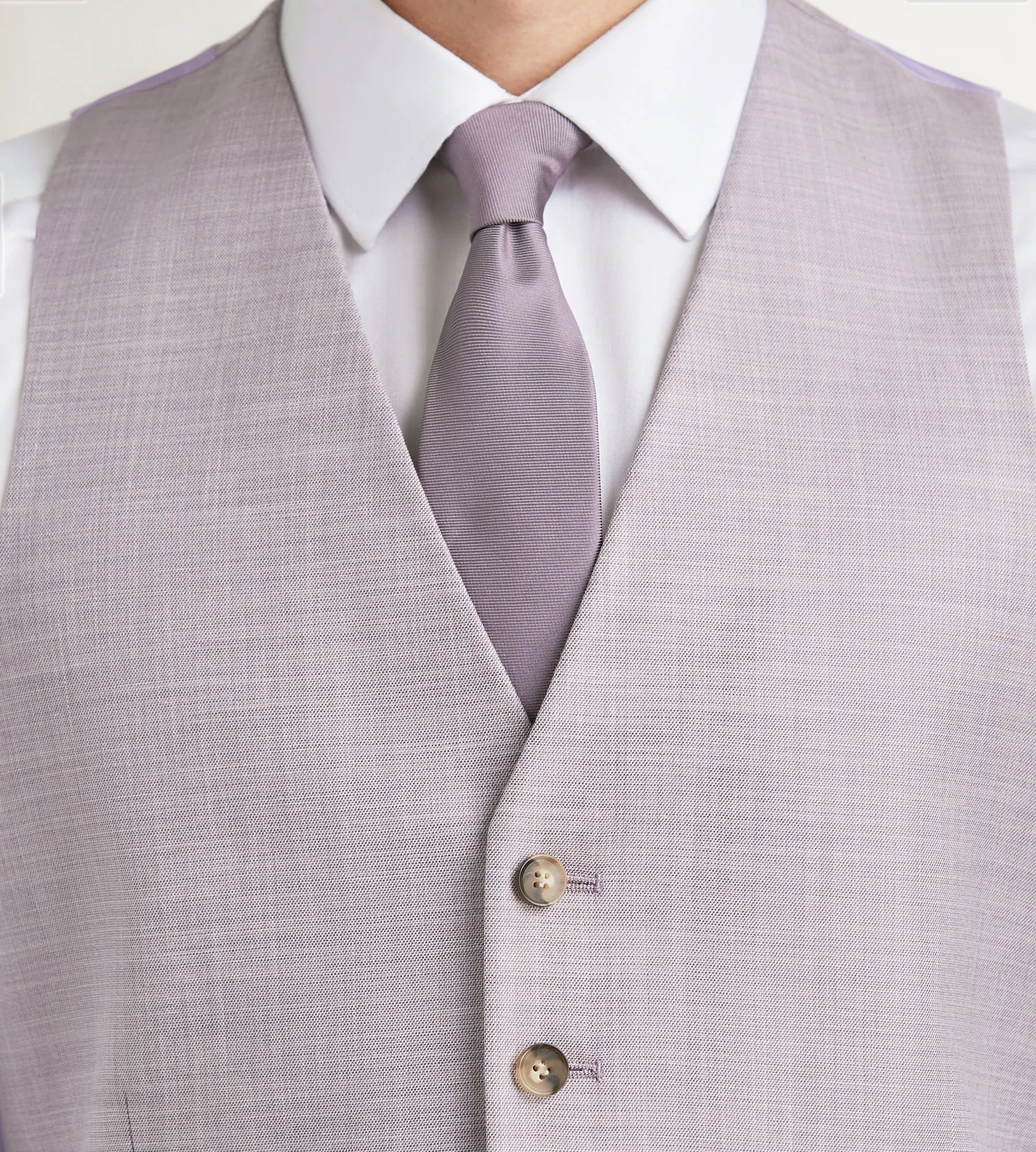 Pale Purple Solid Suit Vest