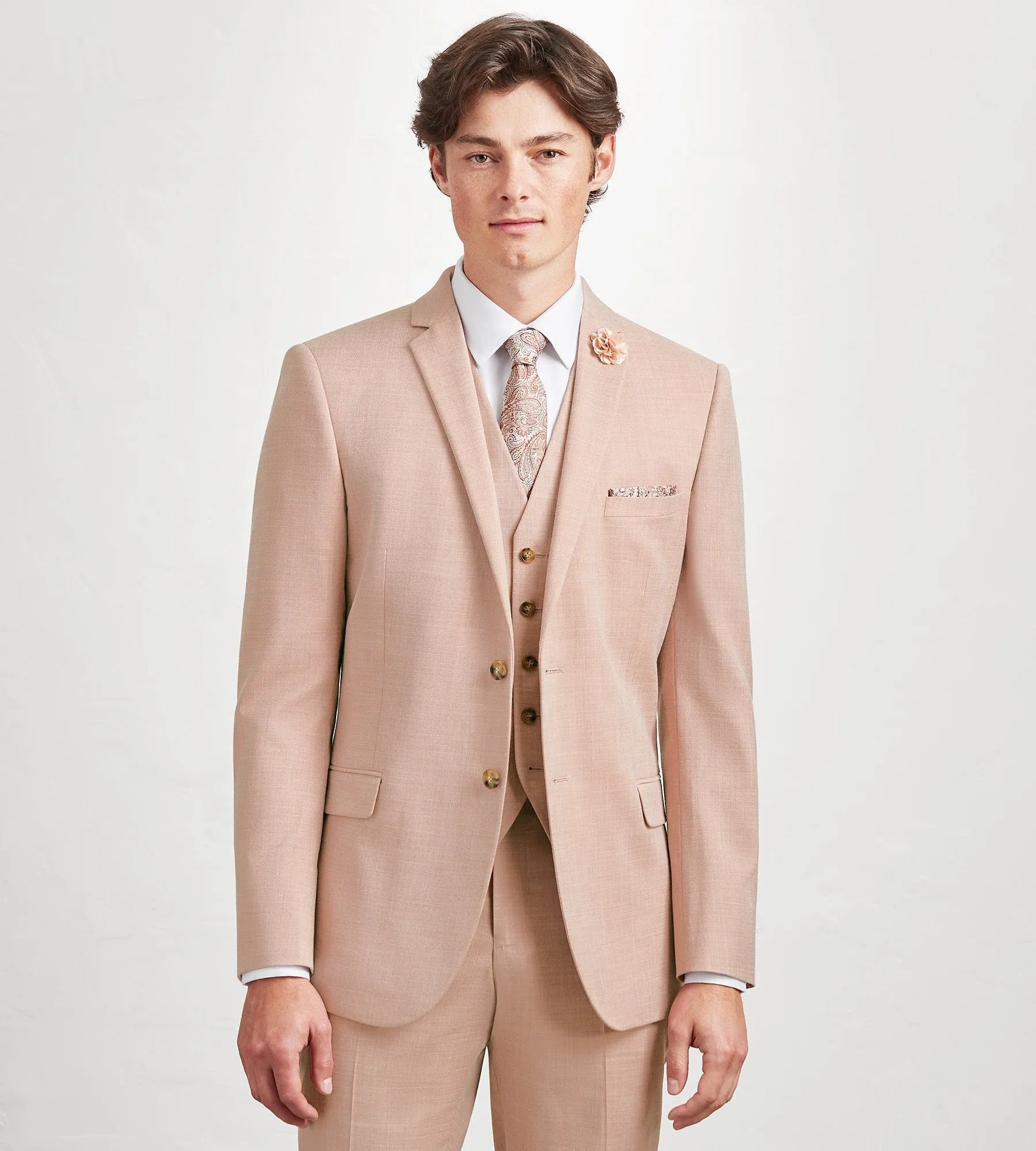 Pale Rose Solid Suit Vest