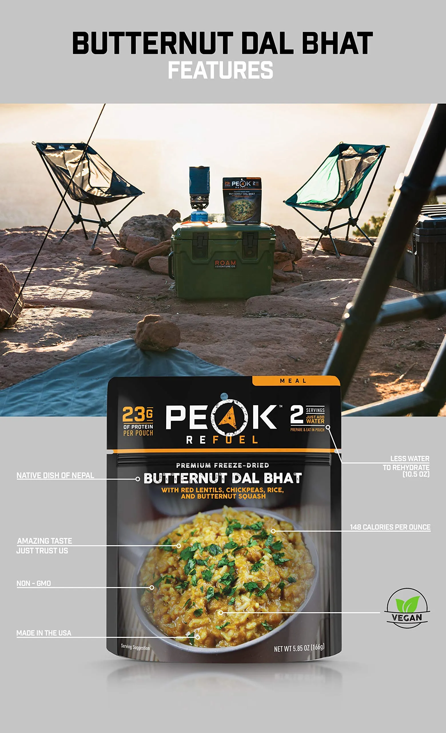 Peak Refuel Freeze-Dried Butternut Dal Bhat - 2 Serving Pouch