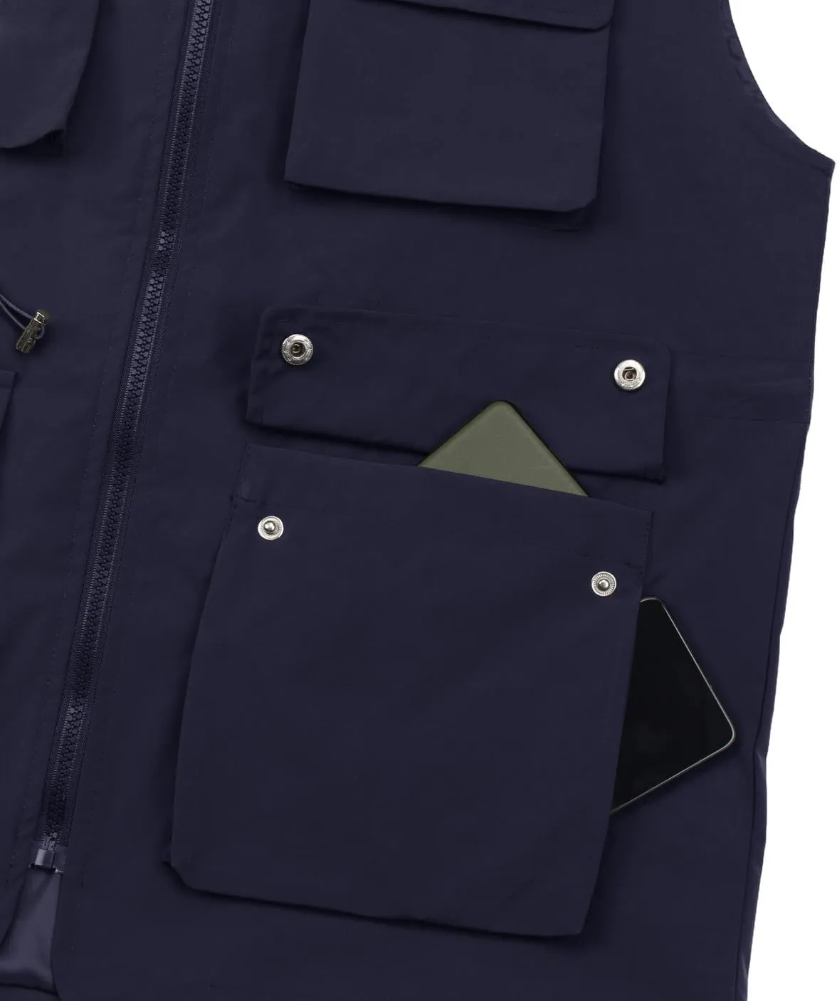 PESION Womens Packable Military Utility Vests Outerwear Waterproof Windbreaker Jacket Cargo Vest with Removable Hood