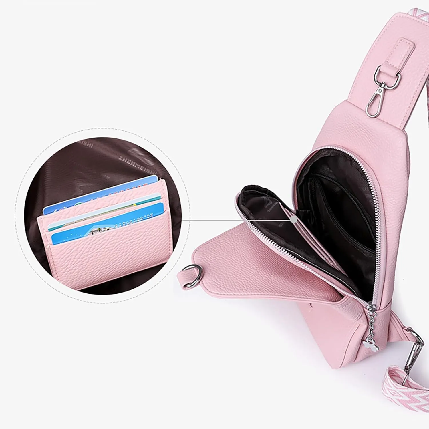 Phone Chest Bags for Women Faux Vegan Leather Small Sling Bag Fanny Pack Crossbody Purse Casual Fashion Travel Purses
