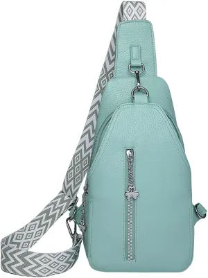 Phone Chest Bags for Women Faux Vegan Leather Small Sling Bag Fanny Pack Crossbody Purse Casual Fashion Travel Purses
